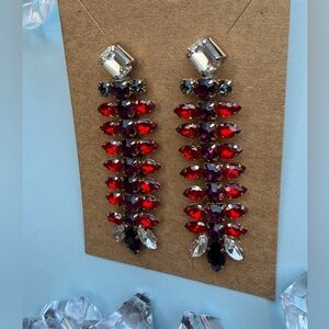 Elegant Red and Silver Drop Earrings from Express! Never worn! Like NEW!!!